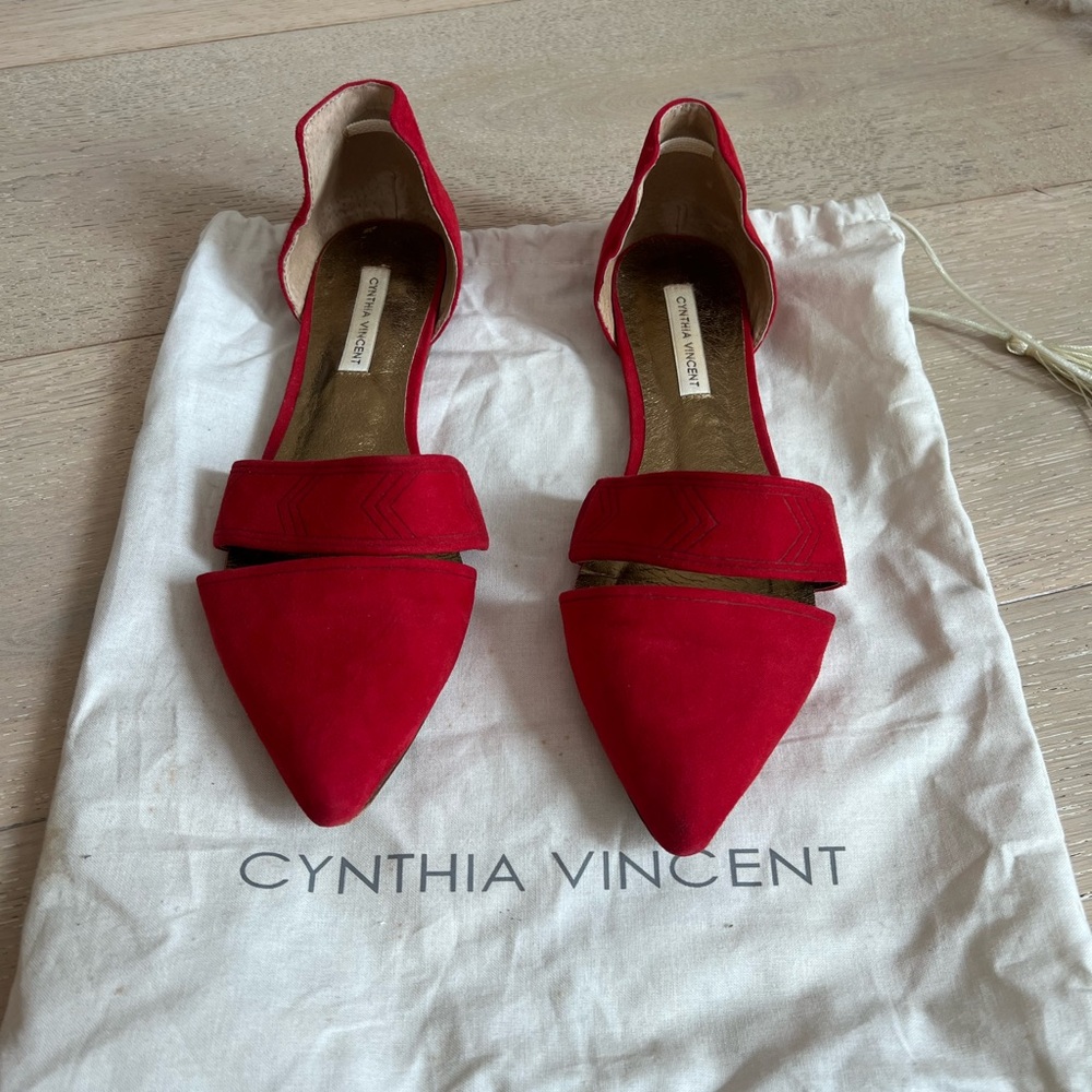 Cynthia Vincent Red Pointed Flats